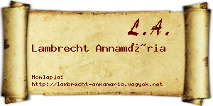 Lambrecht Annamária névjegykártya